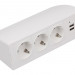 Блок силовых розеток Simply Connect, неуправляемый, настольный, шнур 3 м 220 В, белый, 3 розетки + зарядное устройство USB A/A