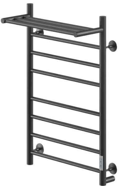 Электрический полотенцесушитель Ника WAY-2 80/40 с полкой RAL9005 черный матовый правый тэн