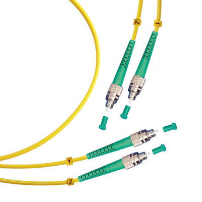 Коммутационный шнур оптический Cabeus Tight Buffer, Duplex FC/FC (APC), OS2 9/125, LSZH, Ø 3мм, 15м, цвет: жёлтый, (FOP(d)-9-FC/APC-FC/APC-15m)