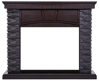 Угловой широкий портал Firelight Porto 25U (угловой) камень черный, шпон венге