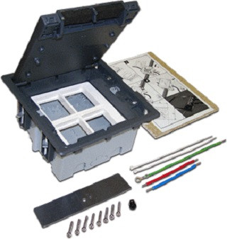 Люк напольный Lanmaster, пластик, глубина установки: 80 мм, модулей: 4, под твердое покрытие, цвет: чёрный