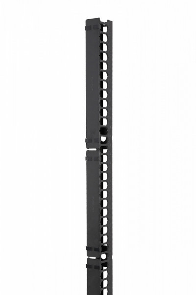 Организатор коммутационных шнуров Eurolan, 19", 48HU, 2043х84,3х129 мм (ВхШхГ), вертикальный, для шкафов 750 мм, цвет: чёрный, (с крышкой)