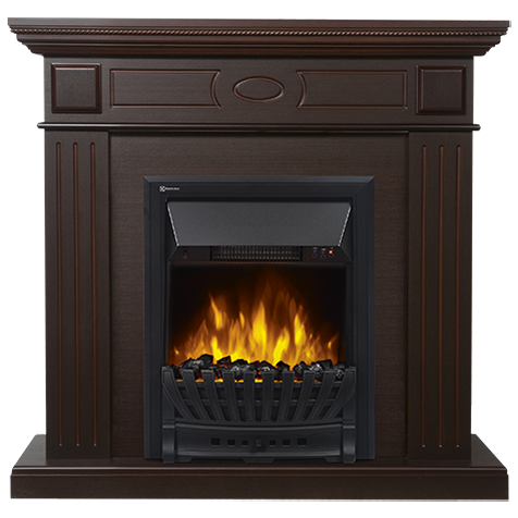 Электрокамин с классическим очагом 2D Electrolux EFP/P-1020LS с порталом Firelight Bianco Classic темный дуб