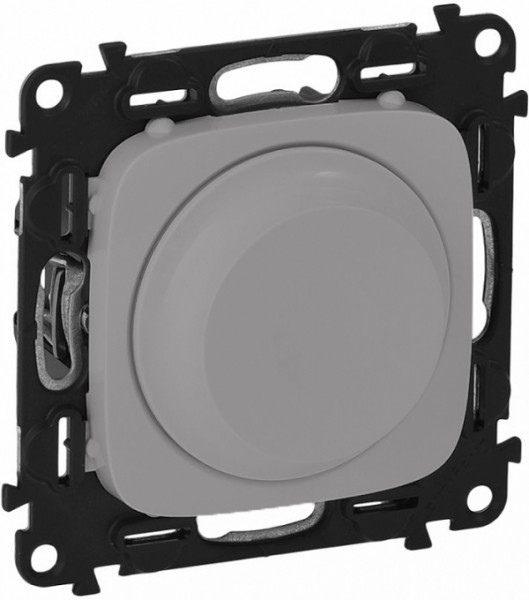 Светорегулятор Legrand Valena Allure, с поворотной ручкой, без подсветки, внутренняя, 71х71 мм (ВхШ), цвет: алюминий, без нейтрали (752960)