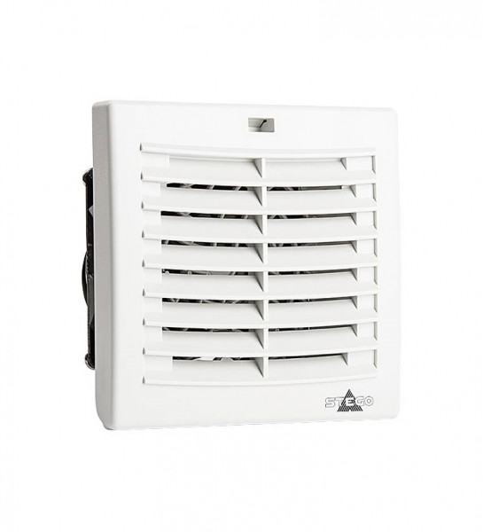 Вентилятор STEGO FPI 018, с фильтром, 115V, 124х124х91 мм (ВхШхГ), вентиляторов: 1, 49 дБ, IP54, поток: 52 м3/ч, для электротехнических шкафов, цвет: светло-серый
