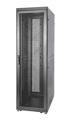 Шкаф серверный напольный Eurolan Rackcenter D9000, IP20, 42U, 2044х600х1000 мм (ВхШхГ), дверь: перфорация, задняя дверь: двойная распашная, перфорация, боковая панель: сплошная, 2 части, разборный, цвет: чёрный, (60F-42-6A-94BL)