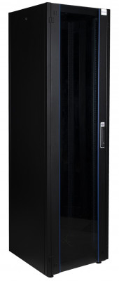 Шкаф телекоммуникационный напольный Datarex, IP20, 42U, 2010х600х600 мм (ВхШхГ), дверь: стекло, задняя дверь: металлическая стенка, боковая панель: сплошная съемная, разборный, цвет: чёрный, (DR-700501)