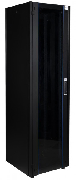 Шкаф телекоммуникационный напольный Datarex, IP20, 42U, 2010х600х600 мм (ВхШхГ), дверь: стекло, задняя дверь: металлическая стенка, боковая панель: сплошная съемная, разборный, цвет: чёрный, (DR-700501)