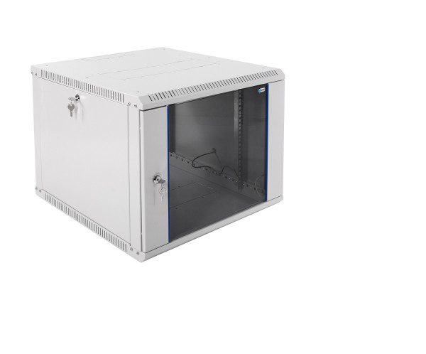 Шкаф телекоммуникационный настенный ЦМО ШРН-Э, 19", 9U, 476х600х650 мм (ВхШхГ), дверь: стекло, боковая панель: сплошная, разборный, цвет: серый