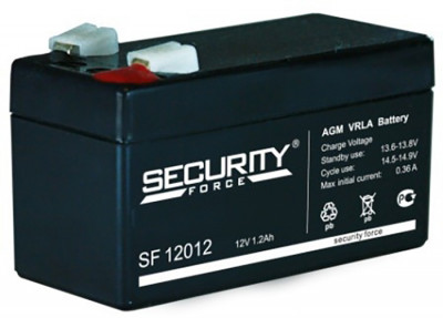 Аккумулятор Security Force SF, 52х43х97 мм (ВхШхГ) 12V/1,2 Ач, цвет: чёрный, (SF 12012)