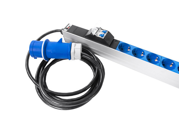 Блок силовых розеток Rem Rem-32, вертикальный, неуправляемый, IEC 60320 С13, IEC 60320 С19 х 16, Shuko х 10, вход IEC 309, шнур 3 м, 1 463мм, однофазный 32А, автомат + индикатор, алюминий