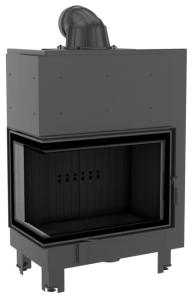 Угловая левая дровяная топка Kratki MBA/L/BS/SG (гнутое стекло) черная футеровка