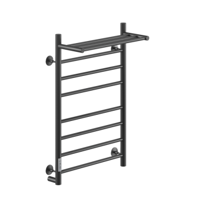 Электрический полотенцесушитель Ника WAY-2 80/40 с полкой RAL9005 черный матовый левый тэн
