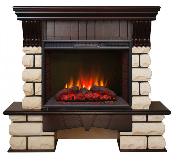 Электрокамин с широким очагом 2D Real-Flame Kavkaz 25,5/24 с очагом Sparta 25,5 LED