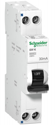 Устройство защитного отключения Schneider Electric Acti 9, тип: А, 2 модуль, C класс, 1Р, 32А/30мА, 1 модуль ш = 9 мм + n левая, idif k (A9D49632)