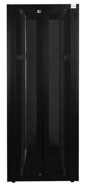 Шкаф серверный напольный Datarex, IP20, 42U, 2010х800х800 мм (ВхШхГ), дверь: перфорация, задняя дверь: перфорированная стенка, боковая панель: сплошная съемная, разборный, цвет: чёрный, (DR-759521)