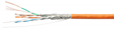 Кабель витая пара Cabeus, S/FTP, 4 пар., кат. 7, проводник Ø 0,16мм, AWG26, LSZH, 100МГц, 1м (бухта 305м), тип прокладки: внутри зданий, цвет: оранжевый