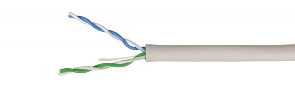 Кабель витая пара ITK, U/UTP, 2 пар., кат. 5е, проводник Ø 0,51мм, AWG24, LSZH (нг(A)-HF), 100МГц, 1м (катушка 500м), (рипкорд), тип прокладки: внутри зданий, цвет: серый
