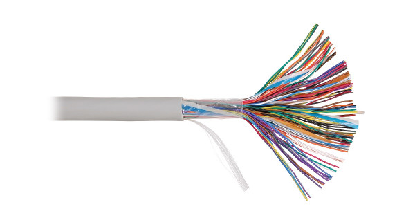 Кабель витая пара Nikolan, U/UTP, 50 пар., кат. 3, проводник Ø 0,4мм, AWG26, PVC, 16МГц, 1м (барабан 305м), тип прокладки: внутри зданий, цвет: серый