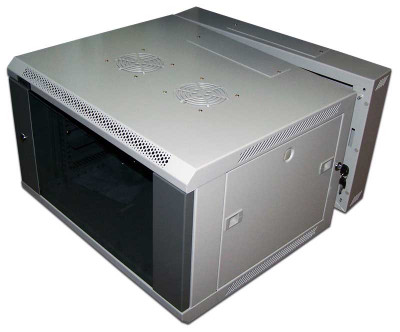 Шкаф телекоммуникационный настенный TWT PRO, 19", 6U, 368х600х600 мм (ВхШхГ), дверь: стекло, боковая панель: сплошная съемная, откидной, цвет: серый