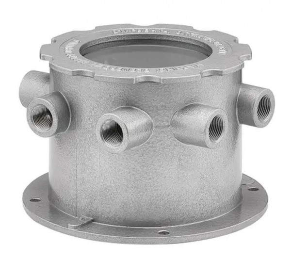 Коробка коммутационная взрывозащищенная на 6 кабельных вводов со смотровым окном ККВ-07е-Ех-А-Р2-СО, серый