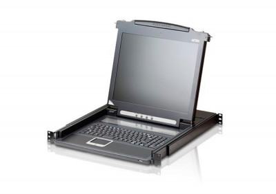 Переключатель KVM Aten, Altusen, портов: 1 х SPHD-18, 44х480х534 мм (ВхШхГ), PS/2, LCD 19", цвет: чёрный