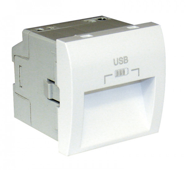 Розетка в сборе Efapel QUADRO 45, USB, без подсветки, 2 модуля, 44,8х44,8 мм (ВхШ), цвет: алюминий, разъемы под углом 20° (45384 SAL)