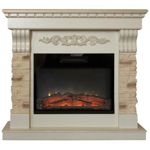 Электрокамин с широким очагом 2D Real-Flame Marseille Luxe 24 с очагом Kendal 24