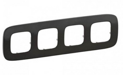 Рамка Legrand Valena Allure, 4 поста, 93х304х10 мм (ВхШхГ), плоская, универсальная, цвет: черная сталь (LEG.755514)
