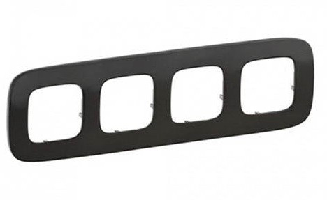 Рамка Legrand Valena Allure, 4 поста, 93х304х10 мм (ВхШхГ), плоская, универсальная, цвет: черная сталь (LEG.755514)