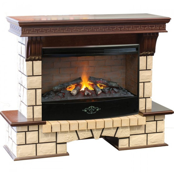 Электрокамин с широким очагом 3D Real-Flame Stone new 33 AO с очагом 3D Firestar 33