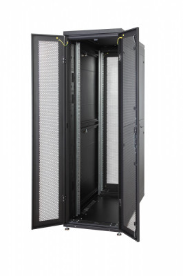 Дверь (к шкафу) Eurolan D9000, 48U, 750 мм Ш, двойная, перфорация, цвет: чёрный
