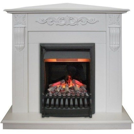 Электрокамин с классическим очагом 3D Real-Flame Dominica Corner STD/EUG WT с очагом 3D Oregan