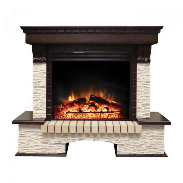 Электрокамин с широким очагом 2D Royal Flame Pierre Luxe угл мелкий слан. беж. с очагом Jupiter FX New