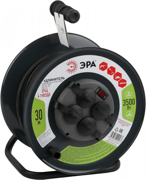 Сетевой удлинитель ЭРА RMx-4es-3x1.5-30m-IP44(KG)