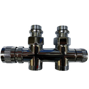 Двухтрубный узел нижнего подключения Royal Thermo прямой, хром 1/2x3/4 E