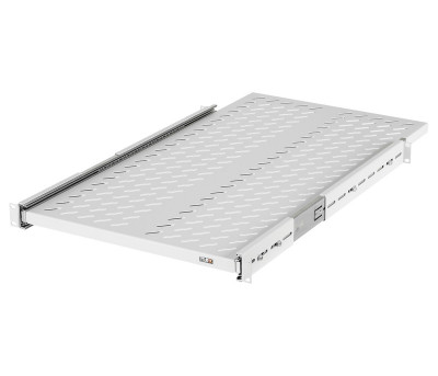 Полка TLK, перфорированная, выдвижная, 1U, 44,45х400 мм (ВхГ), нагрузка до 40 кг, для напольного шкафа, с комплектом крепежа, цвет: серый
