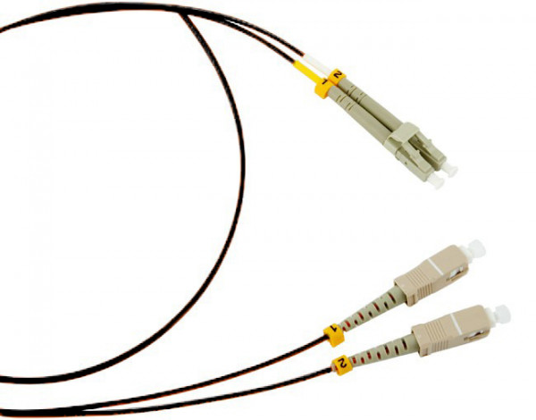 Коммутационный шнур оптический Hyperline, Duplex LC/SC, OM2 50/125, LSZH, Ø 2мм, 20м, цвет: чёрный, (FC-D2-50-LC/PR-SC/PR-H-20M-LSZH-BK)
