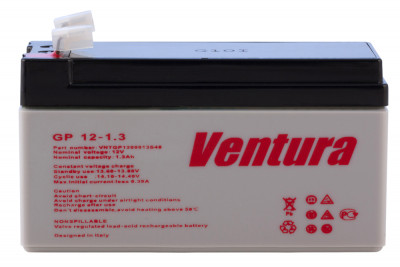 Аккумулятор для ИБП Ventura GP, 52х43х97 мм (ВхШхГ),  необслуживаемый свинцово-кислотный,  12V/13 Ач, цвет: серый, (GP 12-1,3)