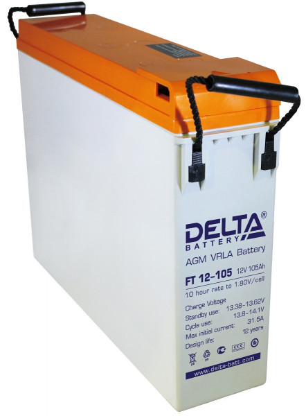 Аккумулятор для ИБП Delta Battery FT-M, 293х110х395 мм (ВхШхГ),  Необслуживаемый свинцово-кислотный,  12V/105 Ач, цвет: белый, (FT 12-105 M)