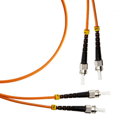Коммутационный шнур оптический Cabeus Tight Buffer, Duplex ST/ST (UPC/UPC), OM1 62,5/125, LSZH, Ø 3мм, 25м, цвет: оранжевый, (FOP-62-ST-ST-25m)