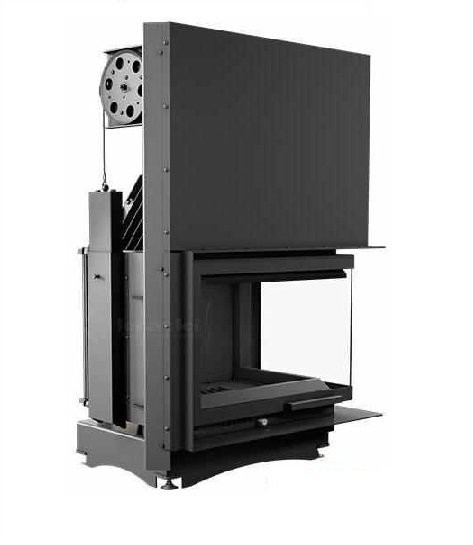 Угловая правая дровяная топка Kratki Zuzia P/BS/G(угловое стекло справа,гильотина)