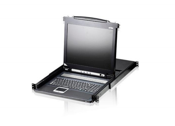 Переключатель KVM Aten, Altusen, портов: 8 х SPHD-18, 44х480х634 мм (ВхШхГ), PS/2, LCD 17", цвет: чёрный