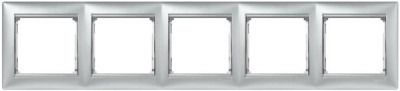 Рамка Legrand Valena, 5 постов, 58х51 мм (ВхШ), плоская, горизонтальная, цвет: алюминий (LEG.770155)