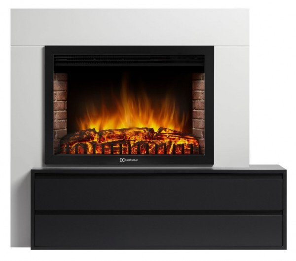 Электрокамин с широким очагом 2D Electrolux EFP/P-3020LS с порталом Firelight Combi 30 белый, черный