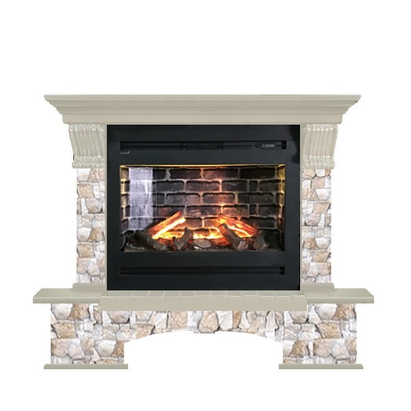 Электрокамин с широким очагом 3D Glenrich Бостон Rumba 3D камень-Арбат/цвет-Беленный дуб