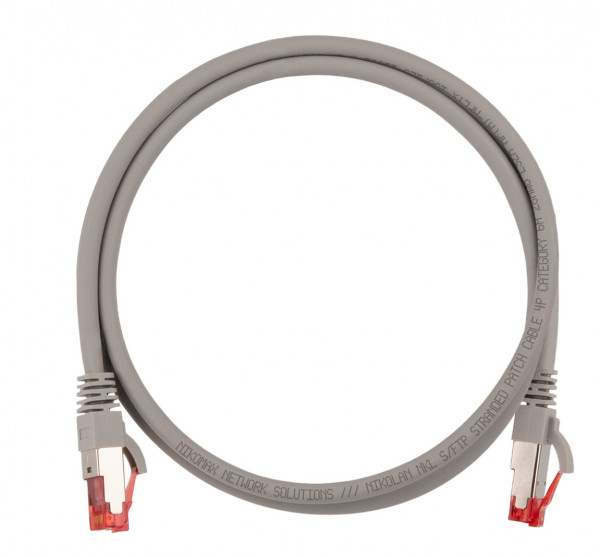 Шнур коммутационный Nikomax Slim Line, кат. 6A, экр., S/FTP, RJ45/8P8C, 500 МГц, d 5,6 2м, LSZH, AWG28 серый, класс Еа, (NMC-PC4SA55B-020-SL-C-GY)