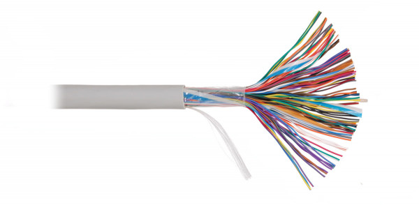 Кабель витая пара Nikolan, U/UTP, 50 пар., кат. 3, проводник Ø 0,4мм, AWG26, PVC, 16МГц, 1м (барабан 500м), тип прокладки: внутри зданий, цвет: серый