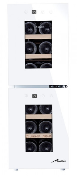 Отдельностоящий винный шкаф 12-21 бутылка Libhof APD-12 white