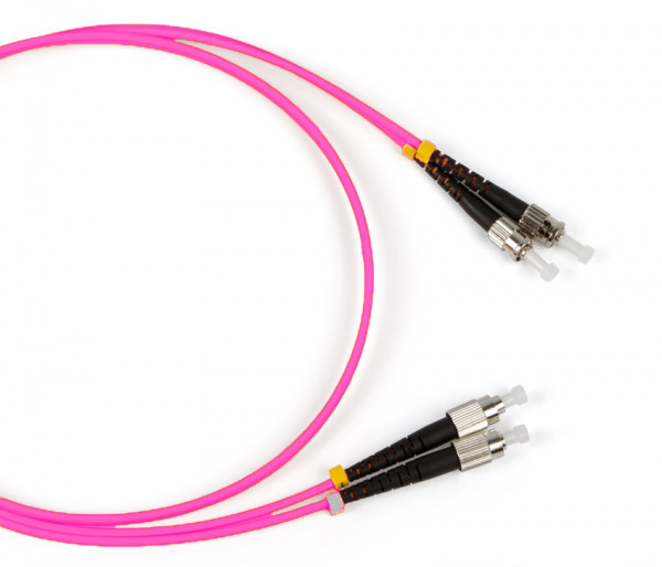 Коммутационный шнур оптический Hyperline, Duplex FC/ST, OM4 50/125, LSZH, Ø 2мм, 10м, цвет: маджента, (FC-D2-504-FC/PR-ST/PR-H-10M-LSZH-MG)